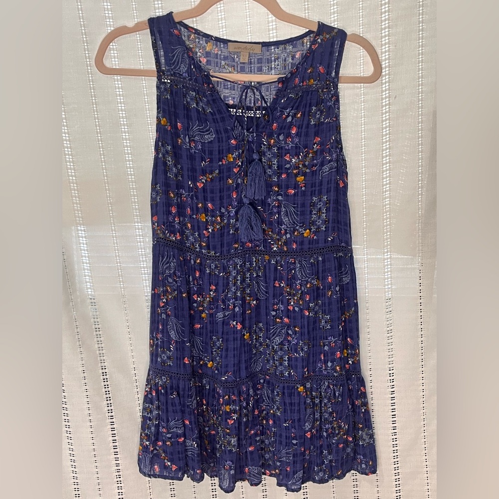 Wonderly Navy Floral Dress Size XS EUC